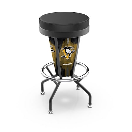 Holland Bar Stool Co Lighted Pittsburgh Penguins 30" Swivel Bar Stool L500030PitPenBlkVinyl